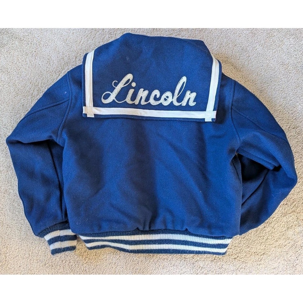 Vintage Empire Blue White Wool Letterman Jacket Retro 80s Varsity Aesthetic